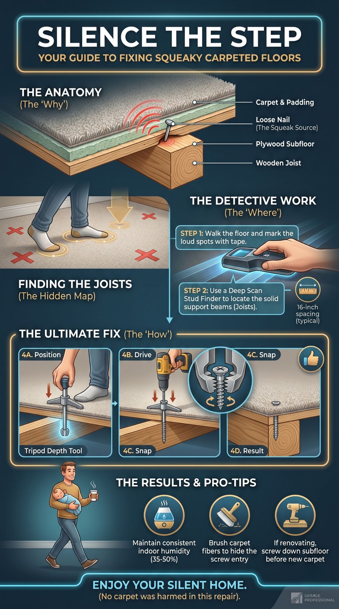 fix squeaky floors no carpet removal