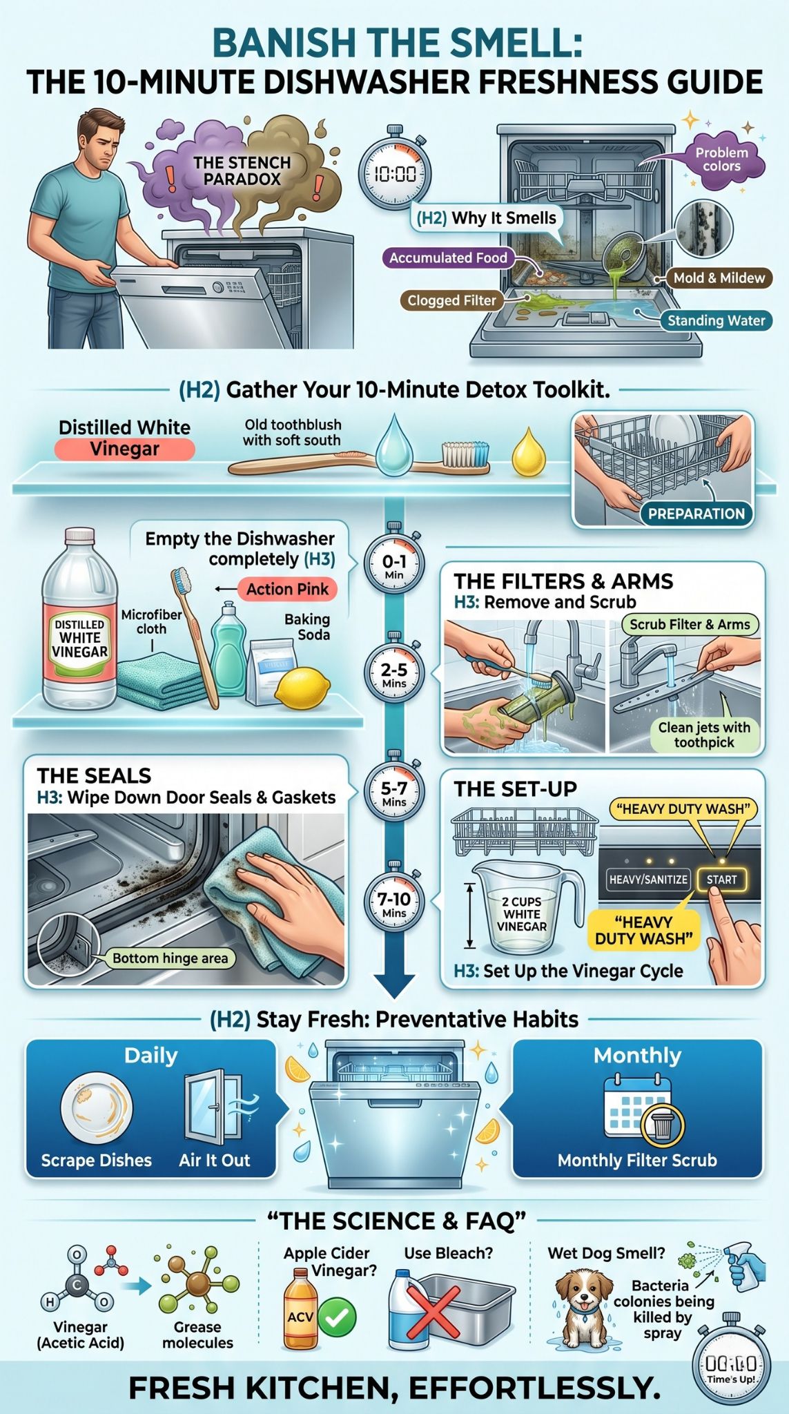 clean smelly dishwasher
