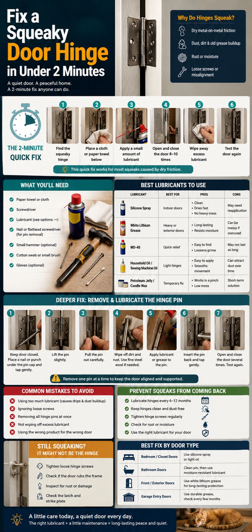 fix squeaky door hinge