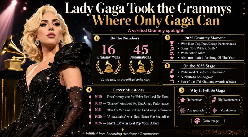 Lady Gaga Took the Grammys Where Only Gaga Can