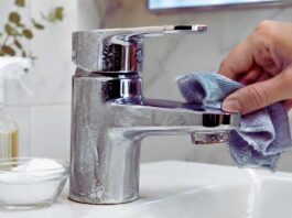 remove hard water stains faucet